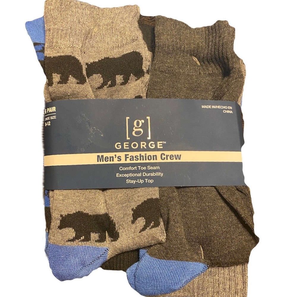 6 BRAND NEW GEORGE MENS FASHION CREW SOCKS